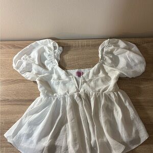 Francesca's Collections White Puff Sleeve Blouse